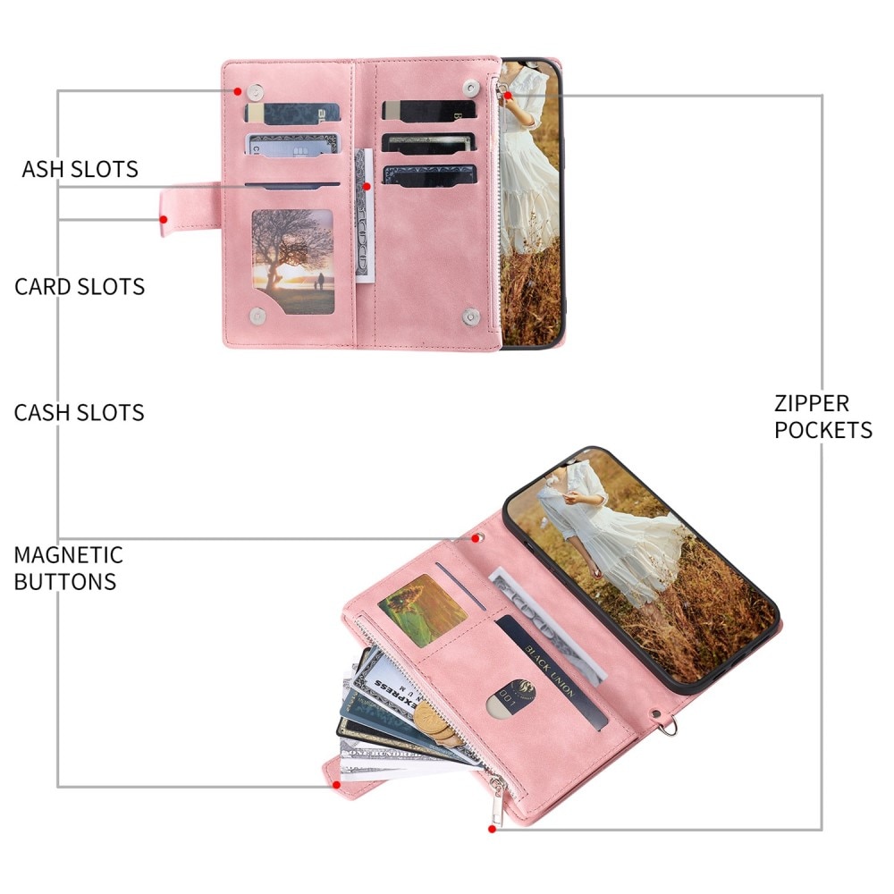 Lompakkolaukku iPhone 13 Pro Quilted Vaaleanpunainen