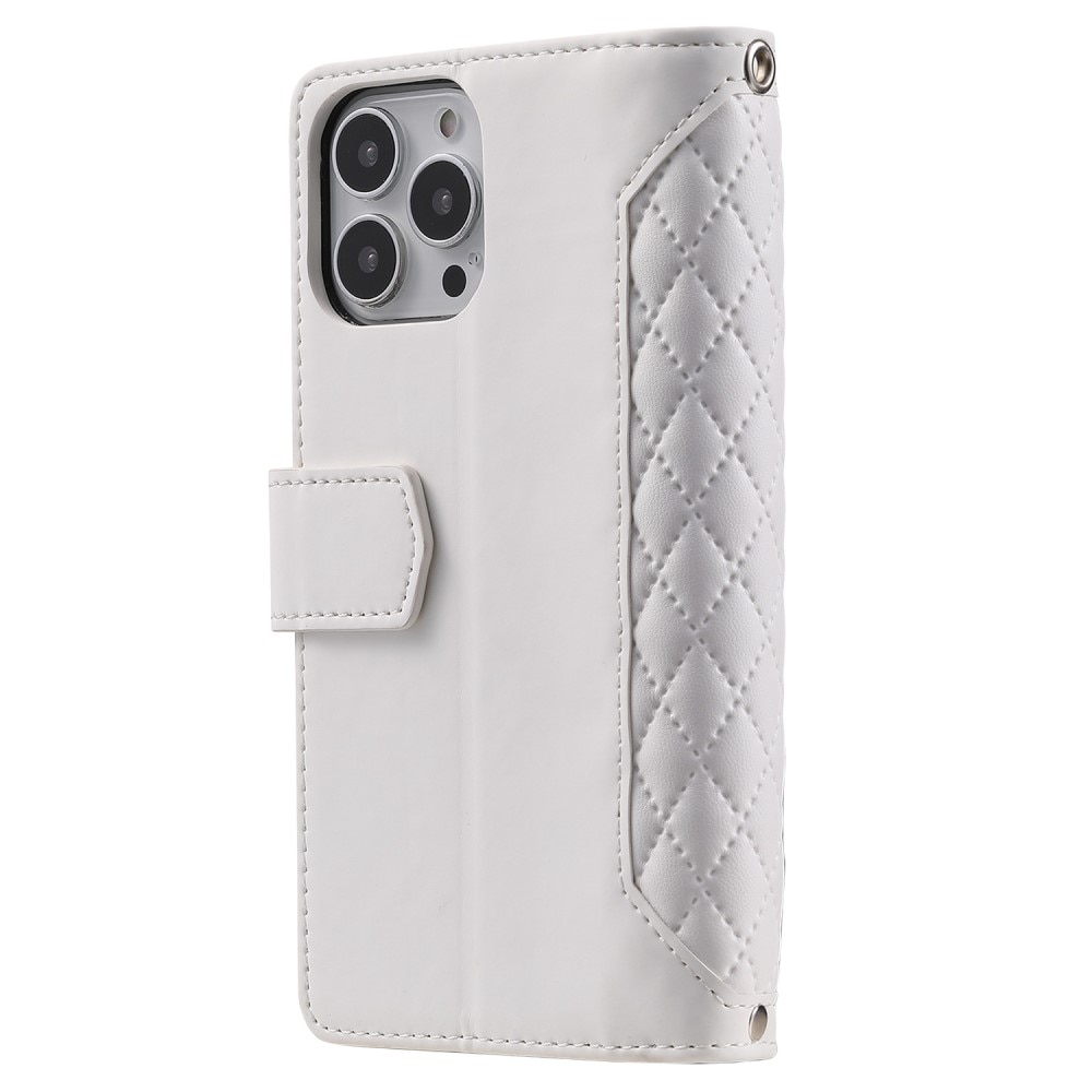 Lompakkolaukku iPhone 13 Pro Quilted Valkoinen