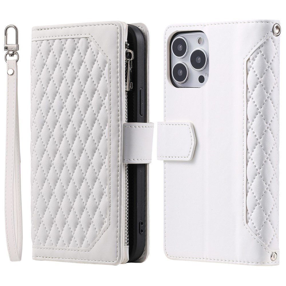 Lompakkolaukku iPhone 14 Plus Quilted Valkoinen