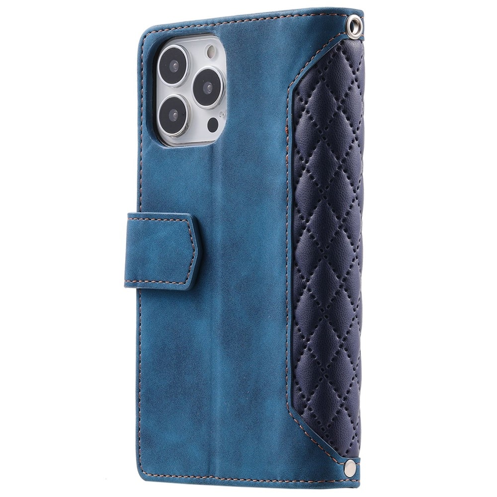 Lompakkolaukku iPhone 14 Pro Max Quilted Sininen