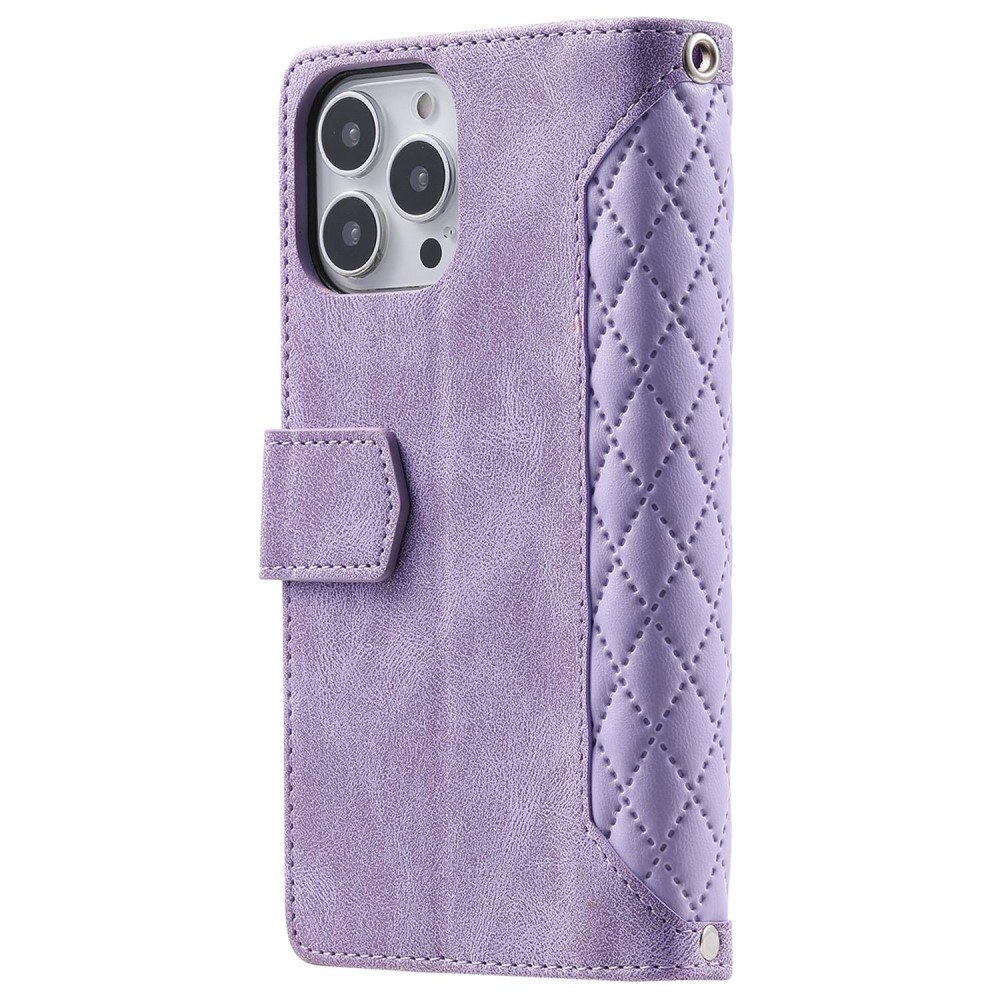 Lompakkolaukku iPhone 14 Pro Max Quilted Liila