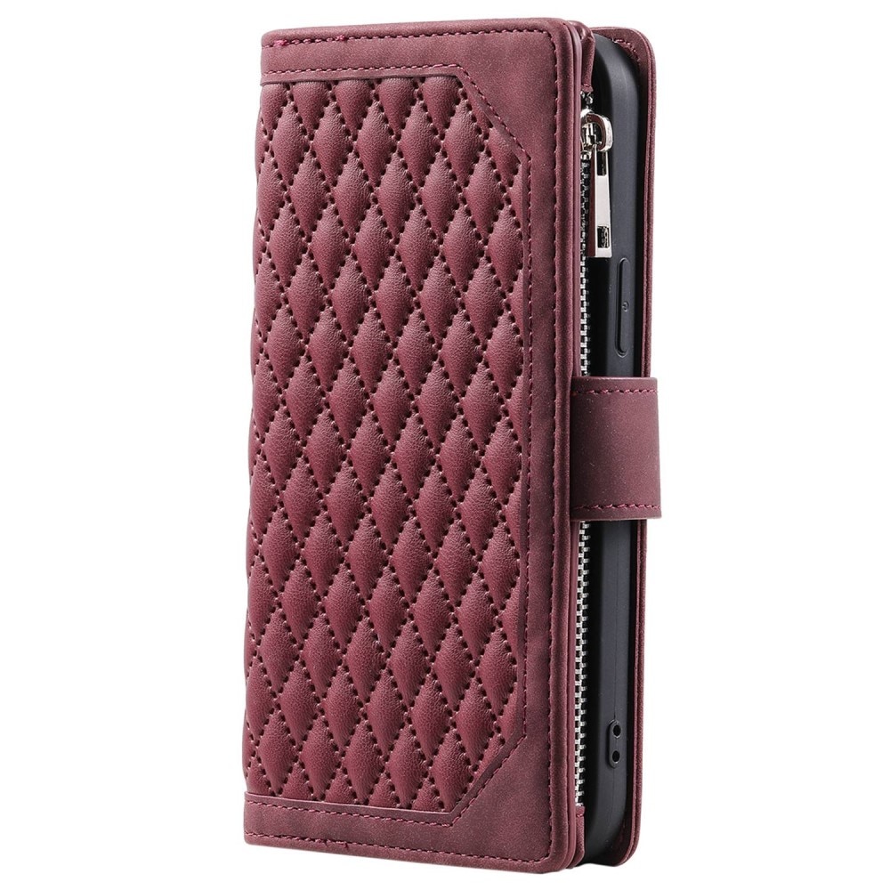 Lompakkolaukku iPhone 14 Pro Max Quilted Punainen