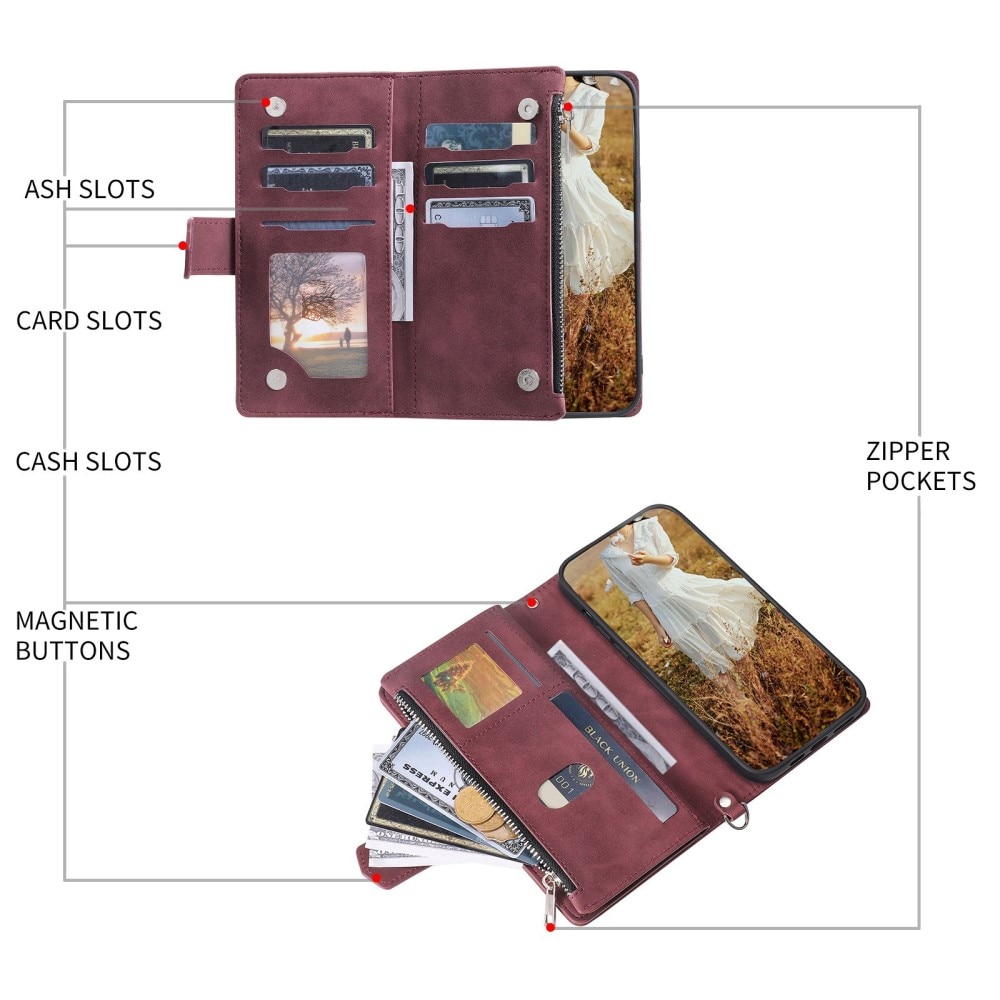 Lompakkolaukku iPhone 14 Pro Max Quilted Punainen