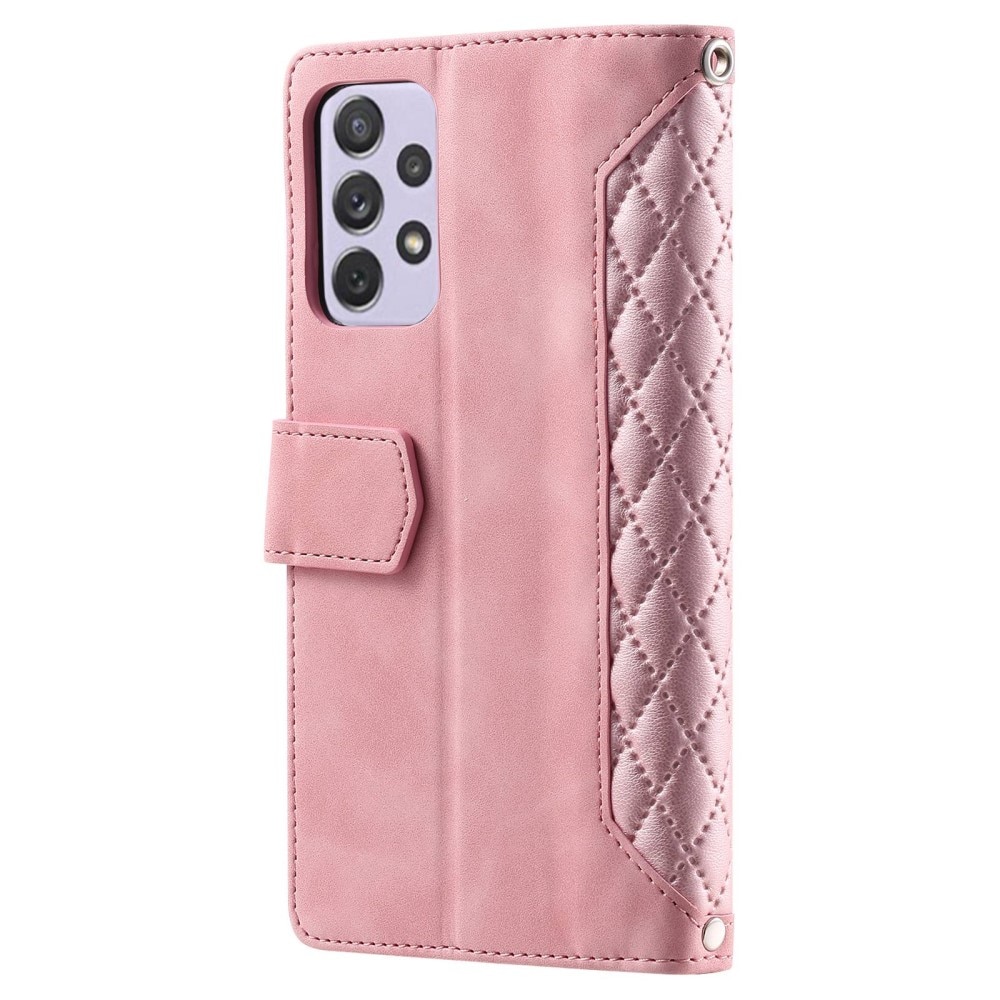 Lompakkolaukku Samsung Galaxy A52/A52s Quilted Vaaleanpunainen