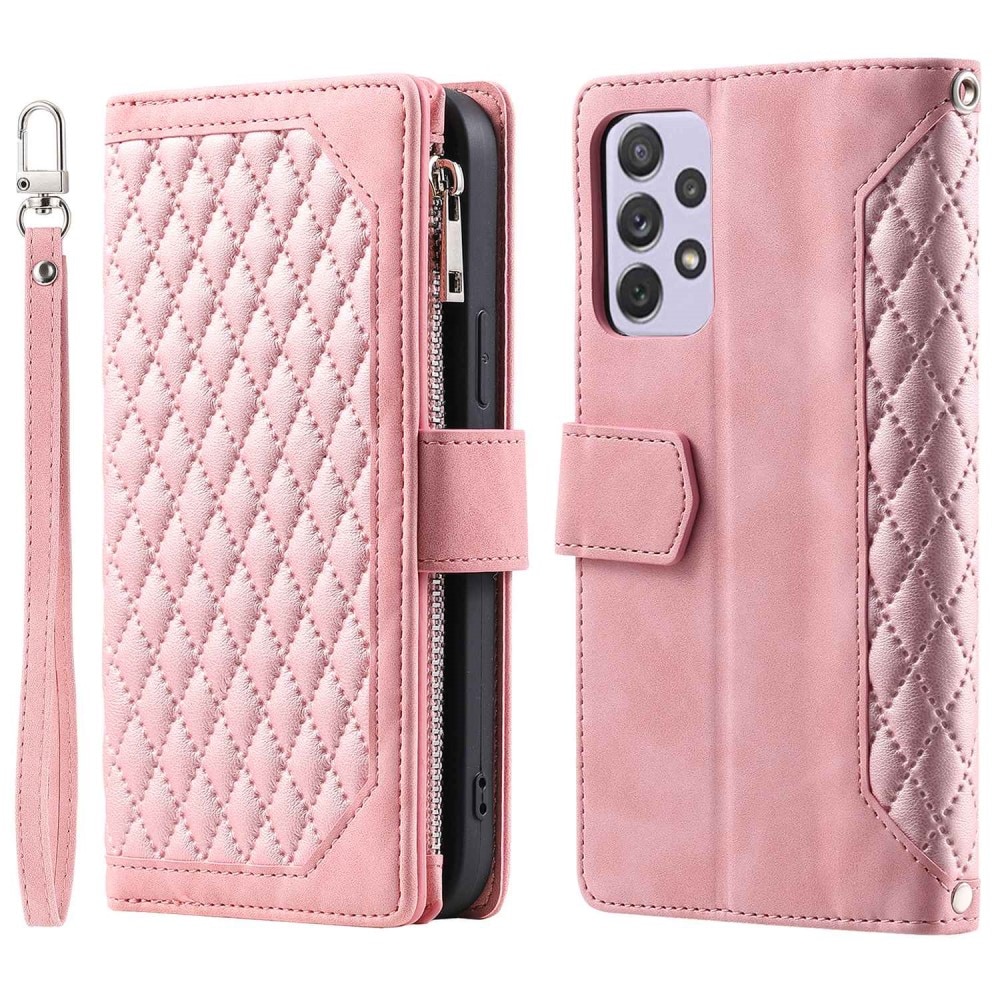 Lompakkolaukku Samsung Galaxy A52/A52s Quilted Vaaleanpunainen