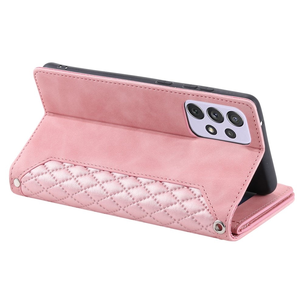 Lompakkolaukku Samsung Galaxy A52/A52s Quilted Vaaleanpunainen