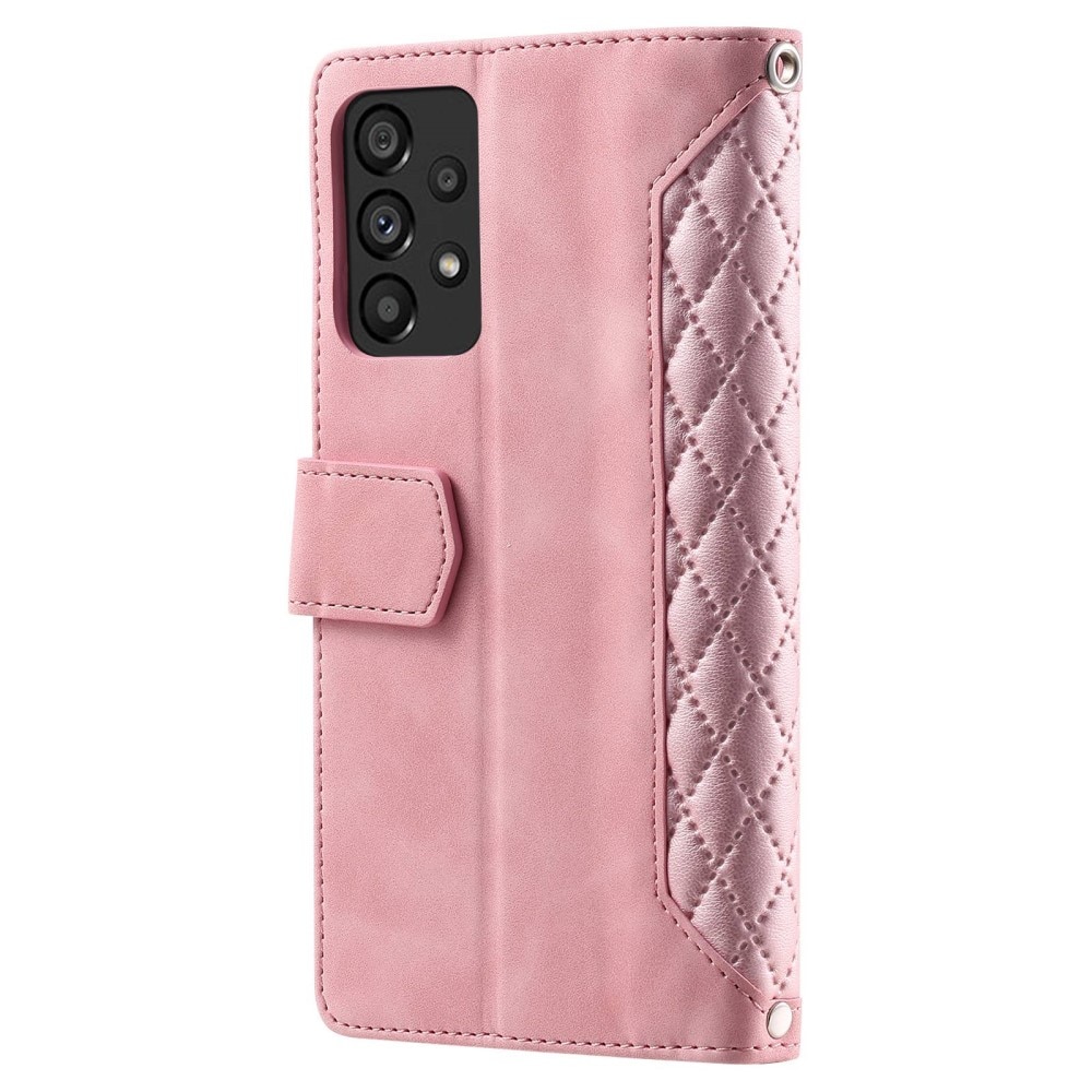 Lompakkolaukku Samsung Galaxy A53 Quilted Vaaleanpunainen