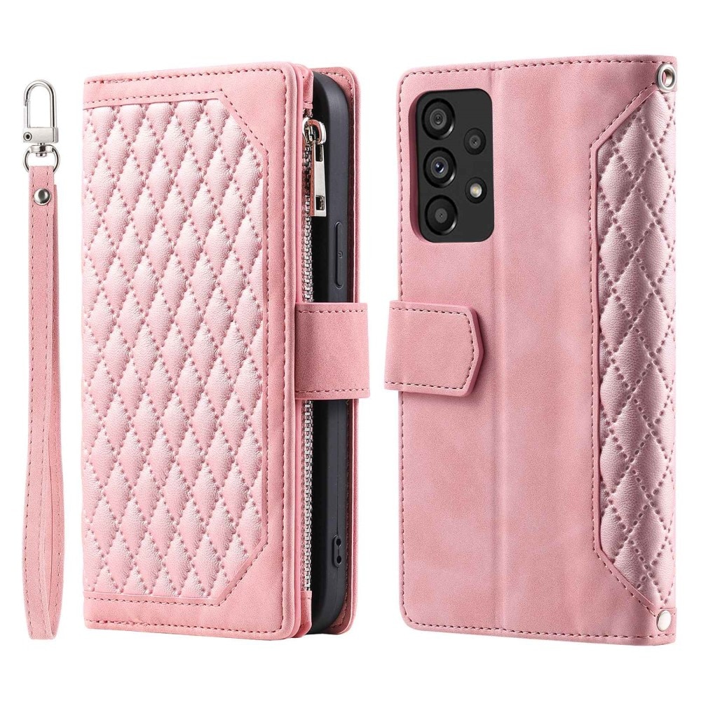 Lompakkolaukku Samsung Galaxy A53 Quilted Vaaleanpunainen