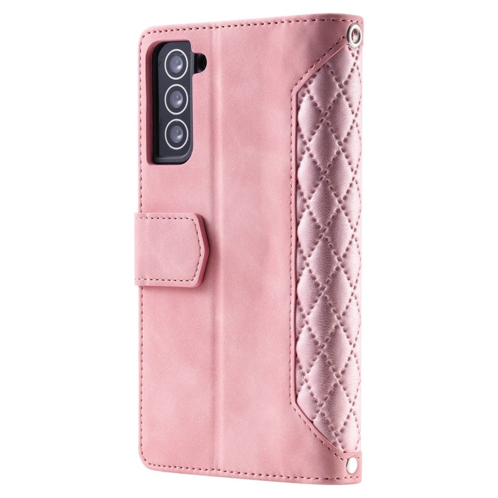 Lompakkolaukku Samsung Galaxy S22 Quilted Vaaleanpunainen