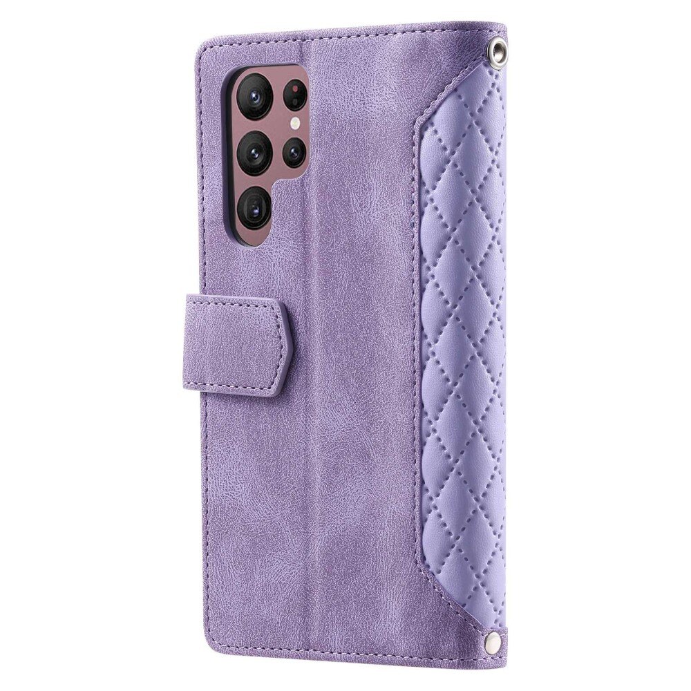 Lompakkolaukku Samsung Galaxy S22 Ultra Quilted Liila