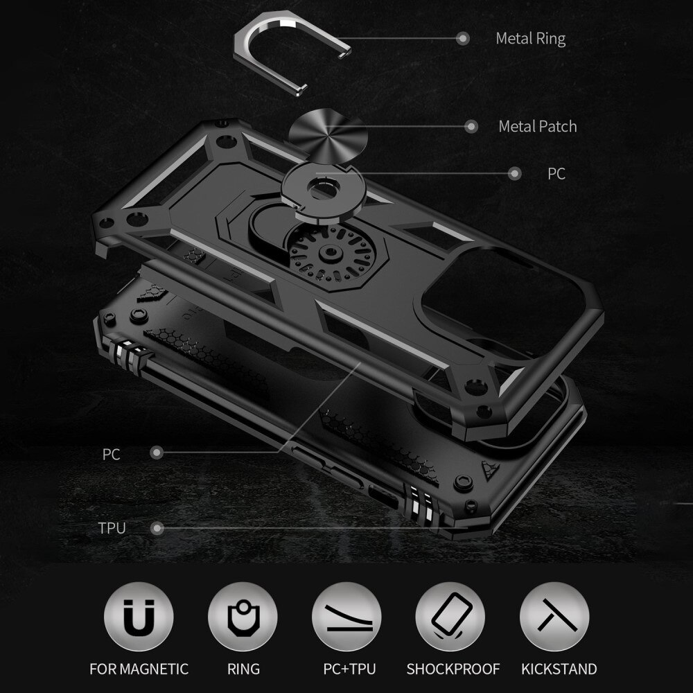 Hybridikuori Tech Ring iPhone 14 Pro musta