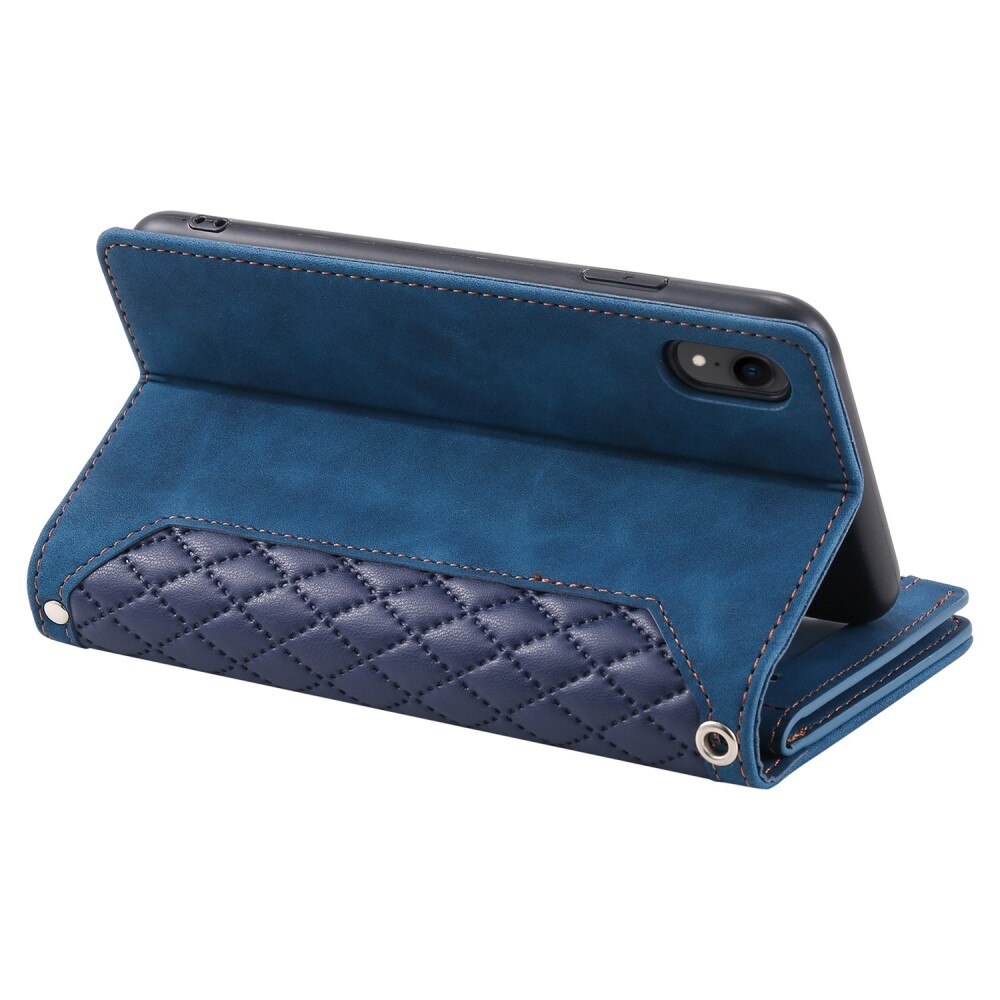 Lompakkolaukku iPhone Xr Quilted Sininen