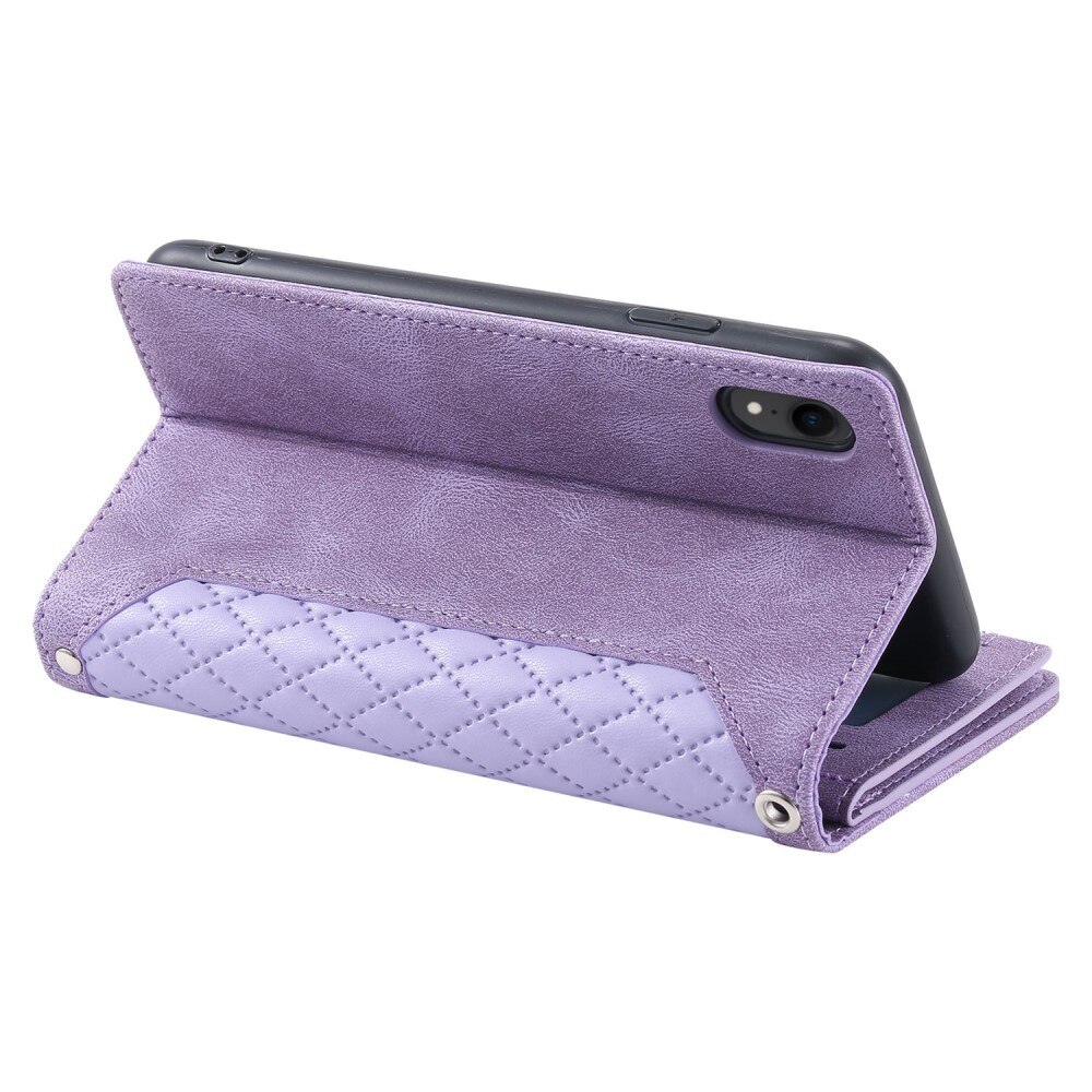 Lompakkolaukku iPhone Xr Quilted Liila