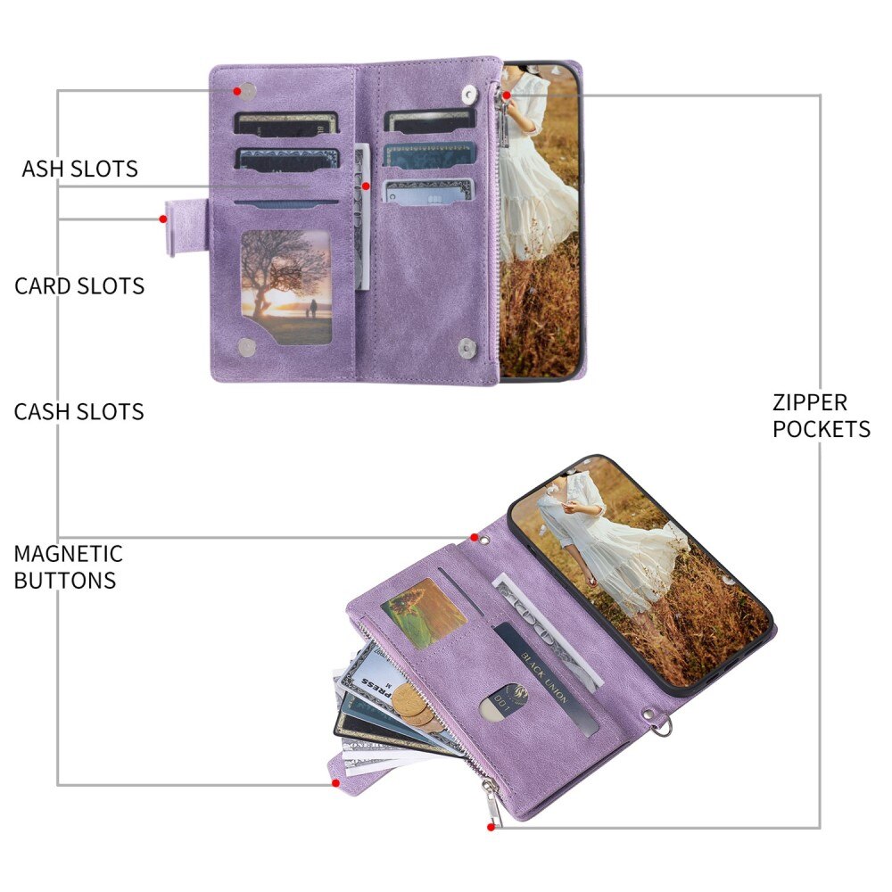 Lompakkolaukku iPhone Xr Quilted Liila