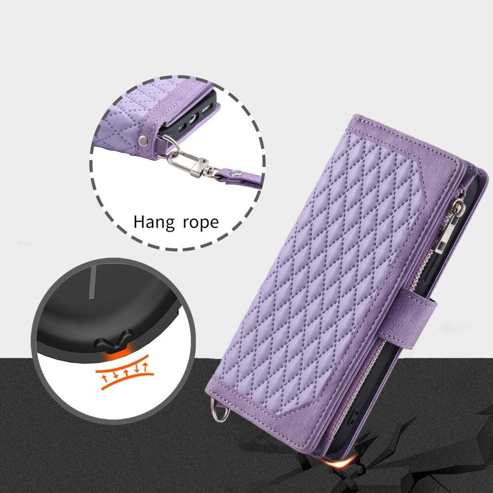 Lompakkolaukku iPhone Xr Quilted Liila