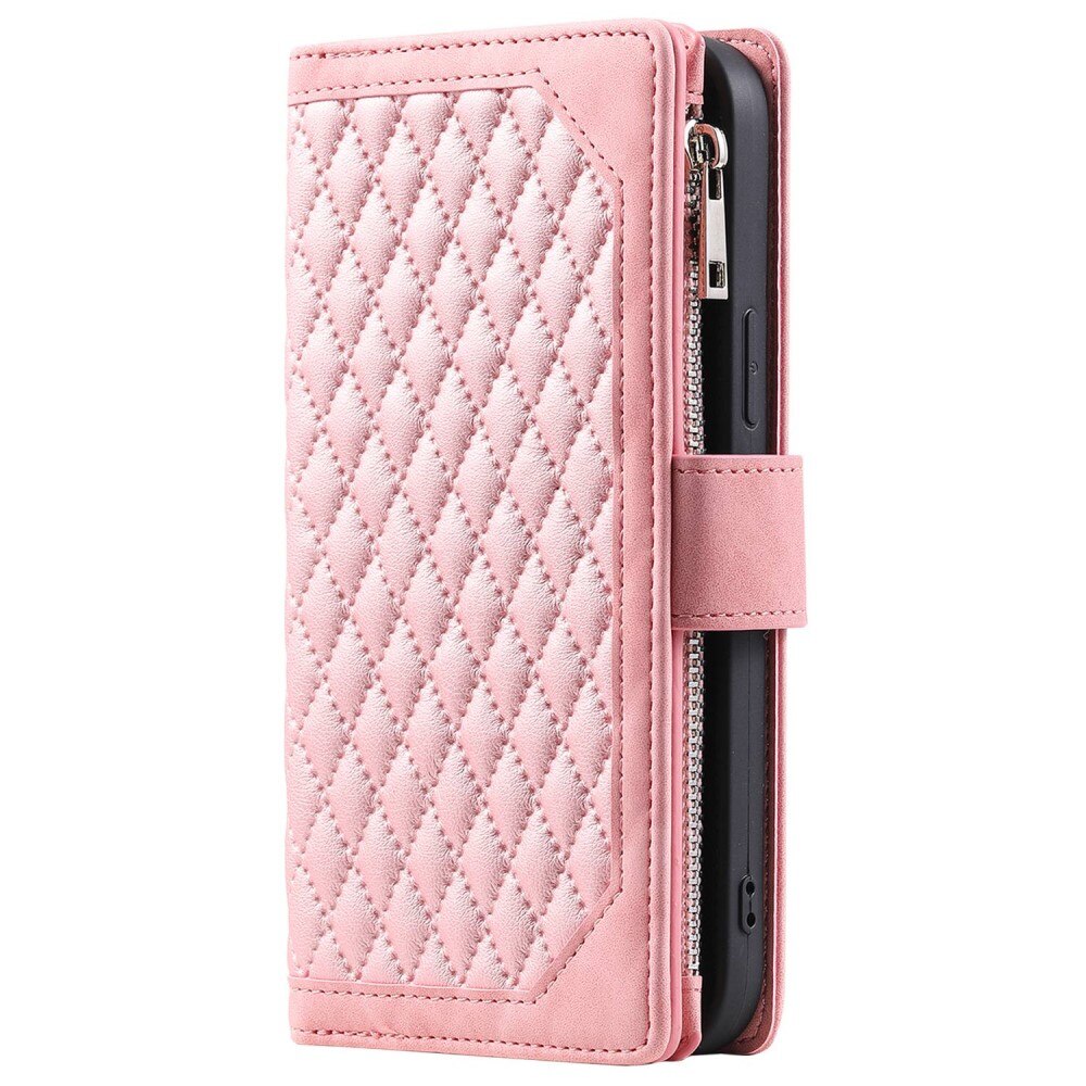 Lompakkolaukku iPhone Xr Quilted Vaaleanpunainen