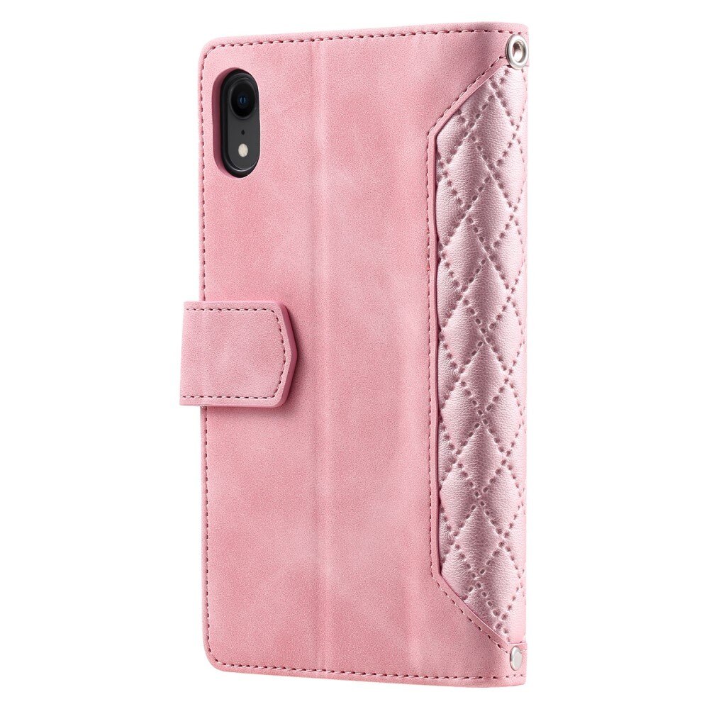 Lompakkolaukku iPhone Xr Quilted Vaaleanpunainen