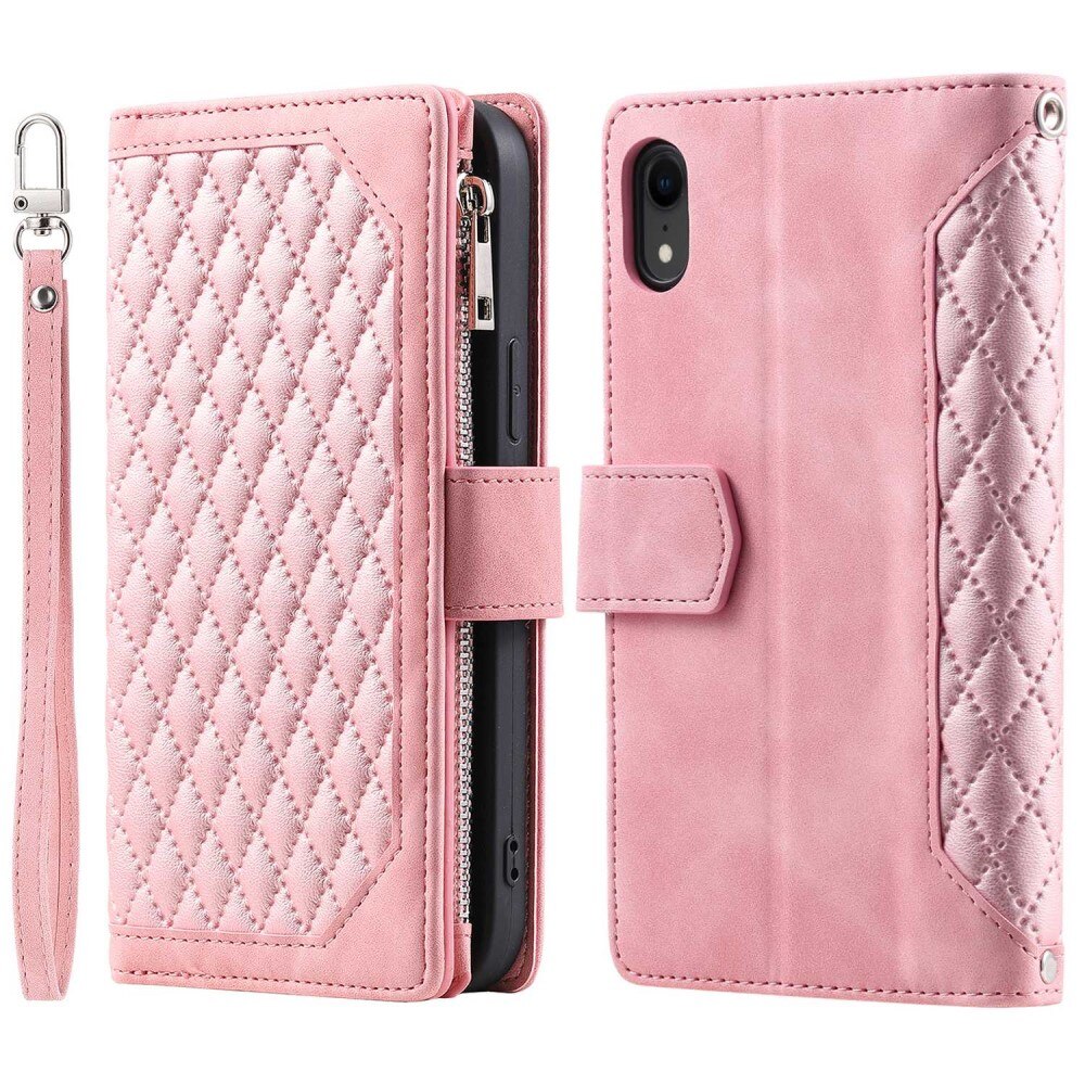 Lompakkolaukku iPhone XR Quilted Vaaleanpunainen