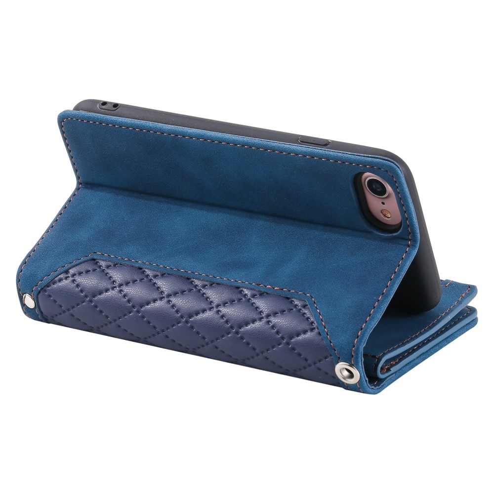 Lompakkolaukku iPhone SE (2022) Quilted sininen