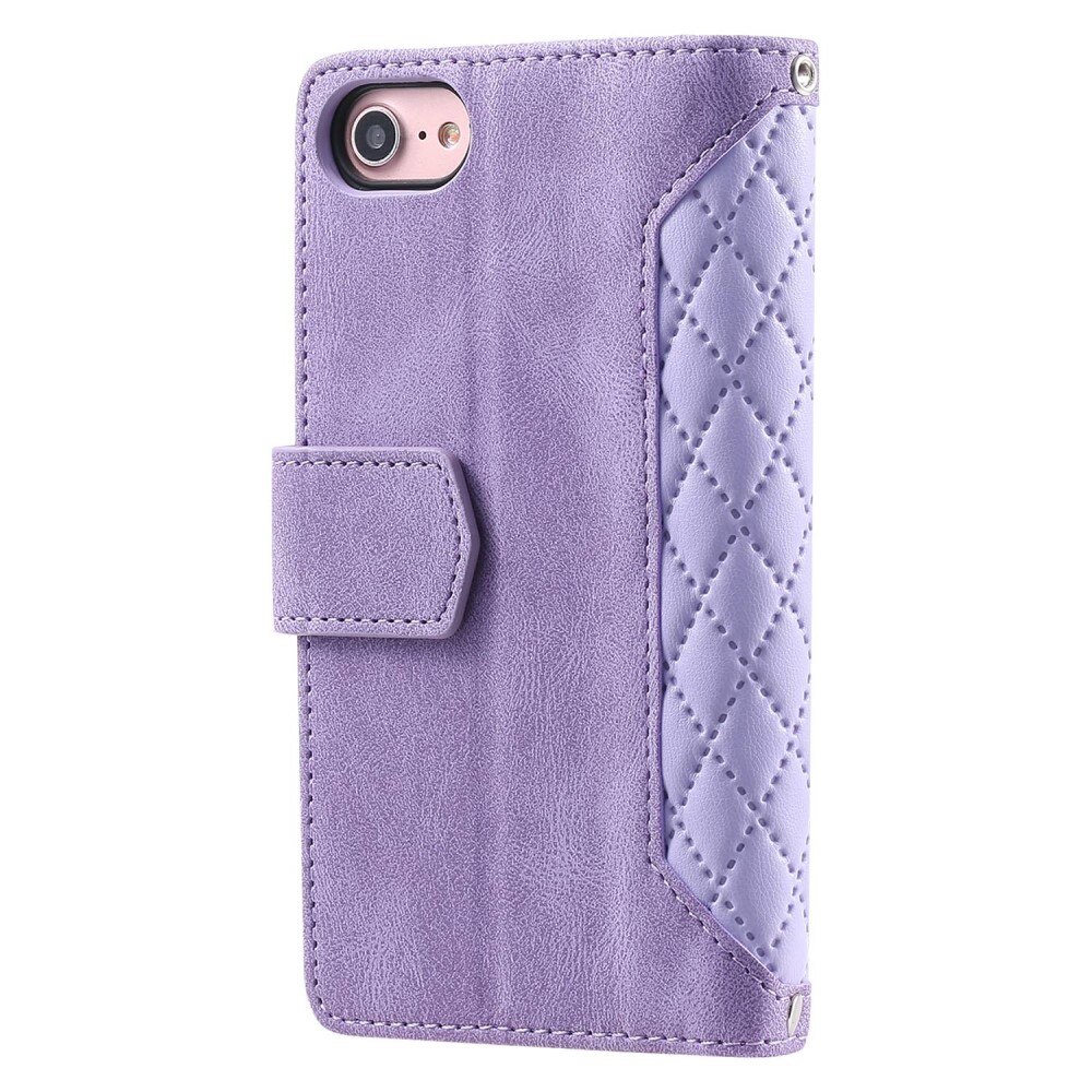 Lompakkolaukku iPhone SE (2022) Quilted liila