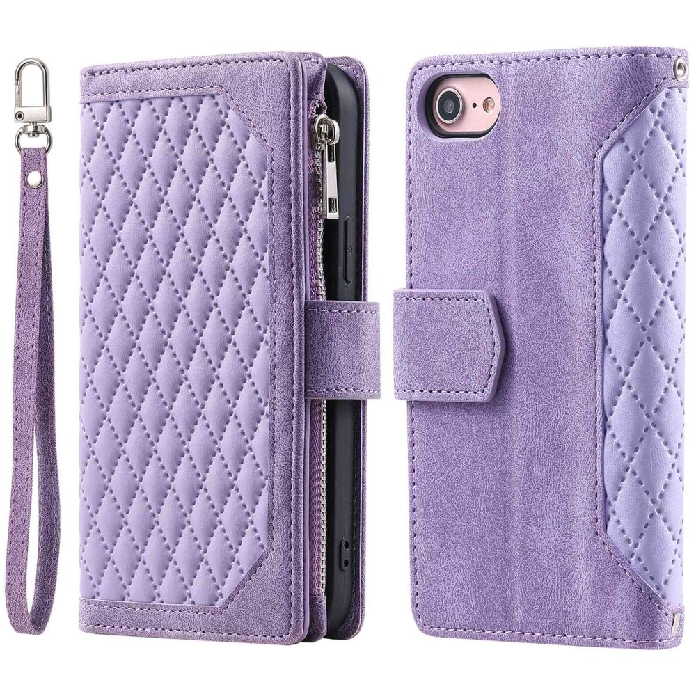 Lompakkolaukku iPhone SE (2022) Quilted liila