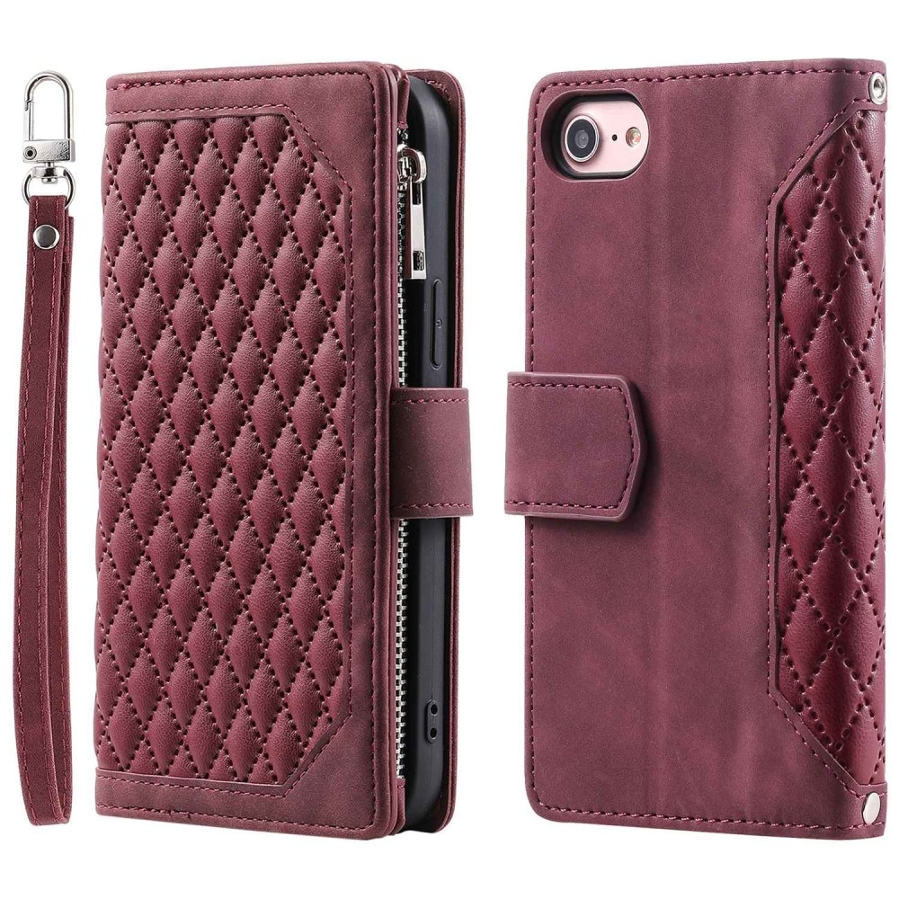 Lompakkolaukku iPhone SE (2020) Quilted punainen