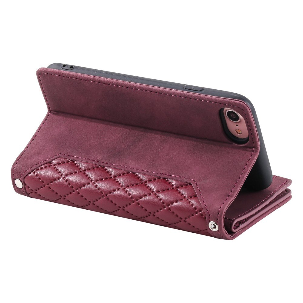 Lompakkolaukku iPhone SE (2020) Quilted punainen