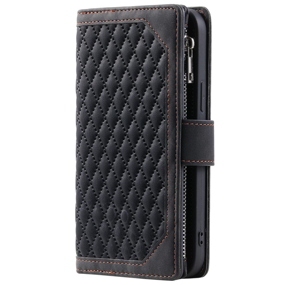 Lompakkolaukku iPhone SE (2022) Quilted musta