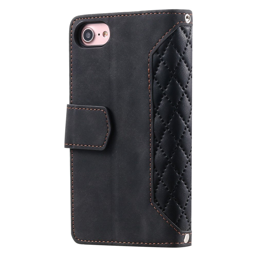 Lompakkolaukku iPhone SE (2020) Quilted musta