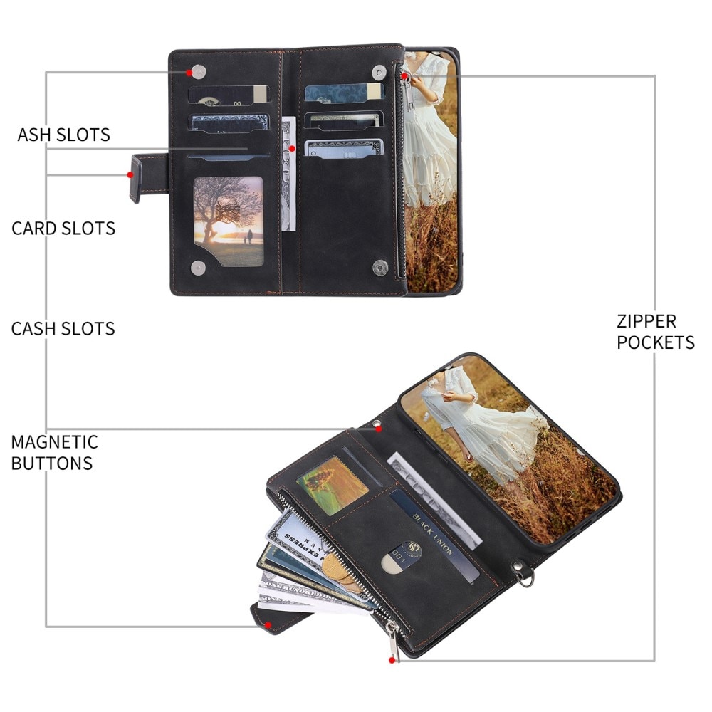 Lompakkolaukku iPhone SE (2022) Quilted musta