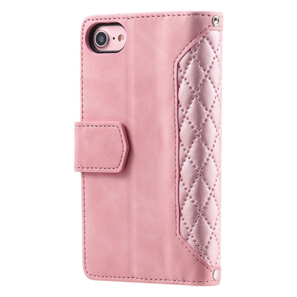 Lompakkolaukku iPhone SE (2022) Quilted vaaleanpunainen