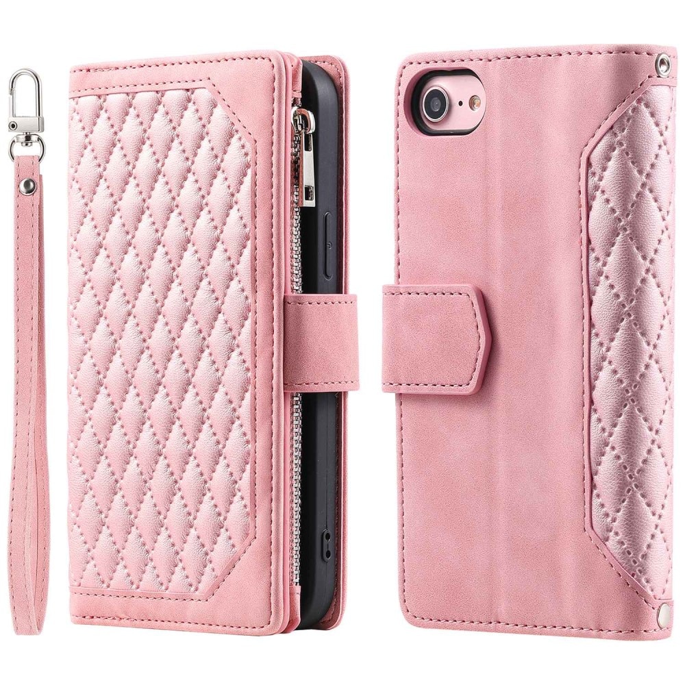 Lompakkolaukku iPhone 7/8/SE Quilted Vaaleanpunainen