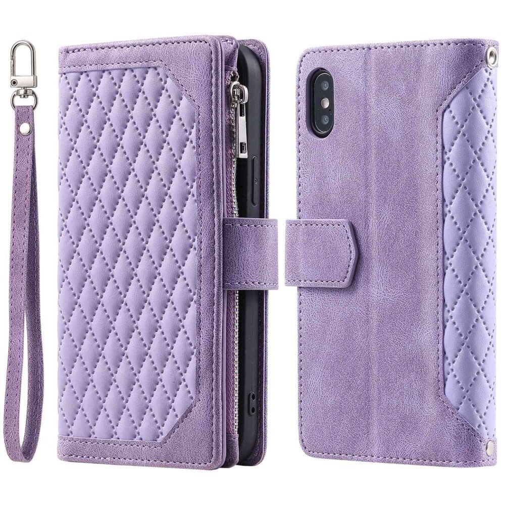 Lompakkolaukku iPhone X/XS Quilted Liila