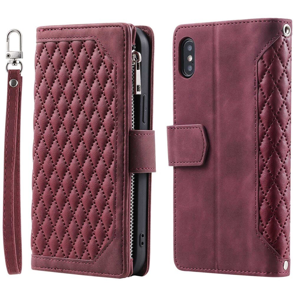 Lompakkolaukku iPhone X/XS Quilted Punainen