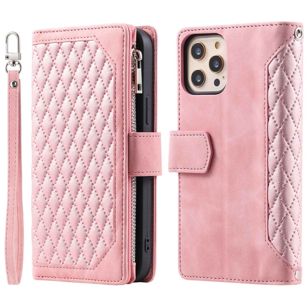 Lompakkolaukku iPhone 11 Pro Quilted Vaaleanpunainen