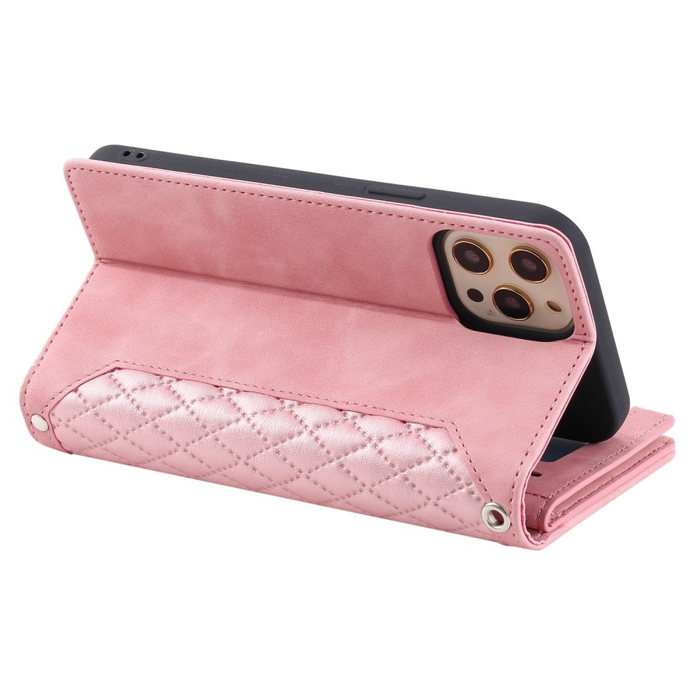 Lompakkolaukku iPhone 11 Pro Quilted Vaaleanpunainen