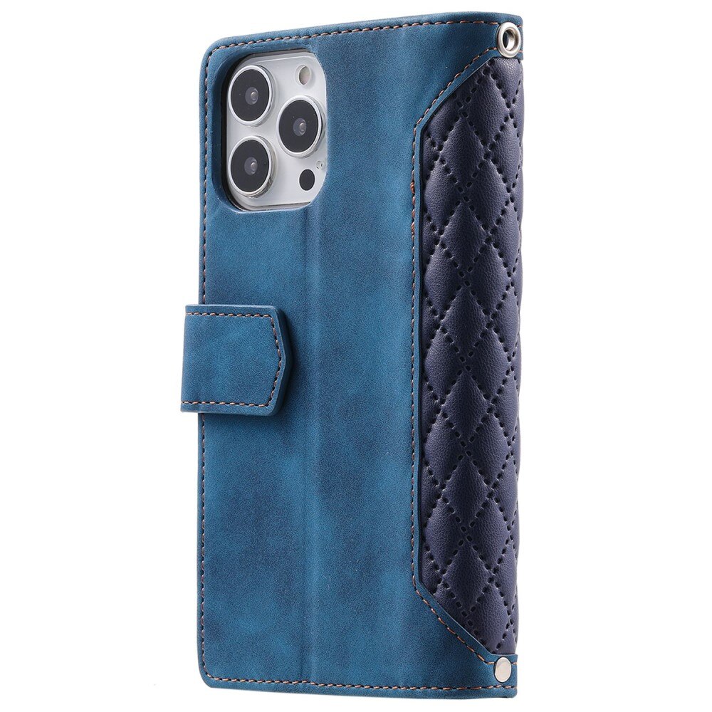 Lompakkolaukku iPhone 14 Pro Quilted Sininen