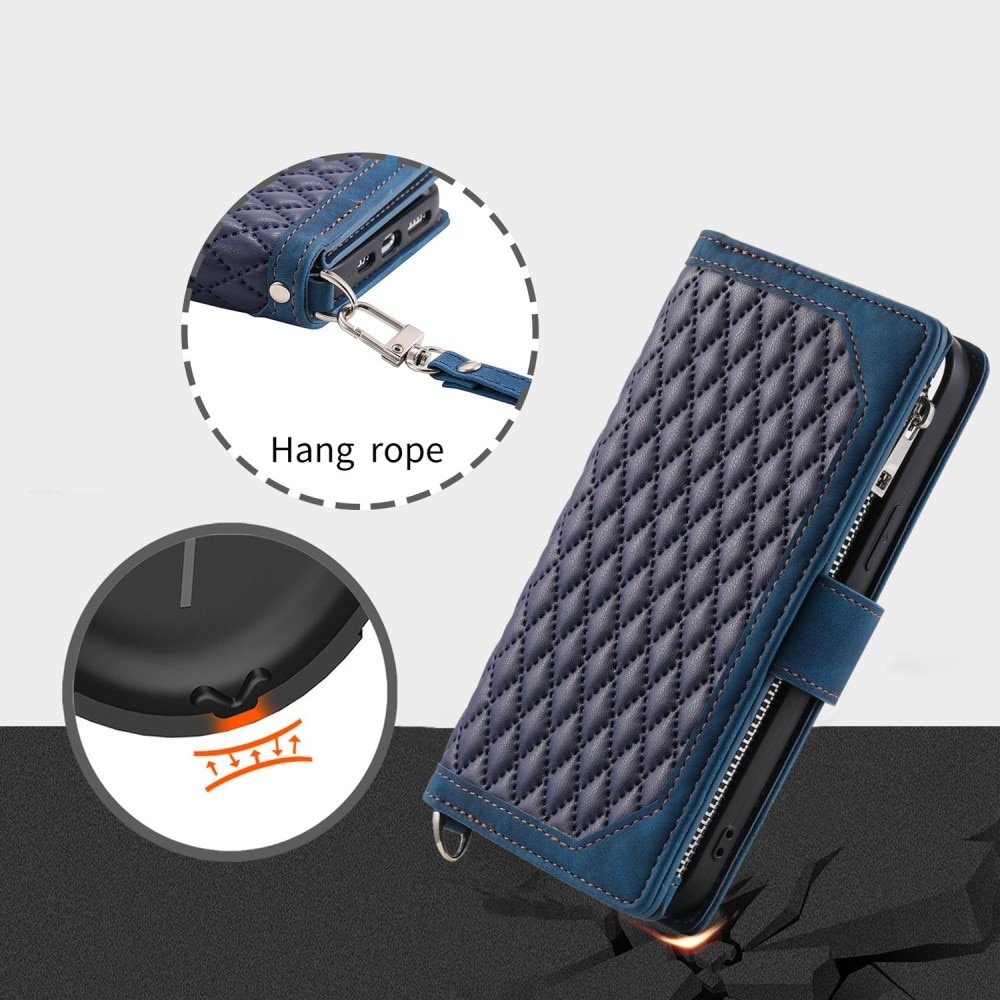 Lompakkolaukku iPhone 14 Pro Quilted Sininen