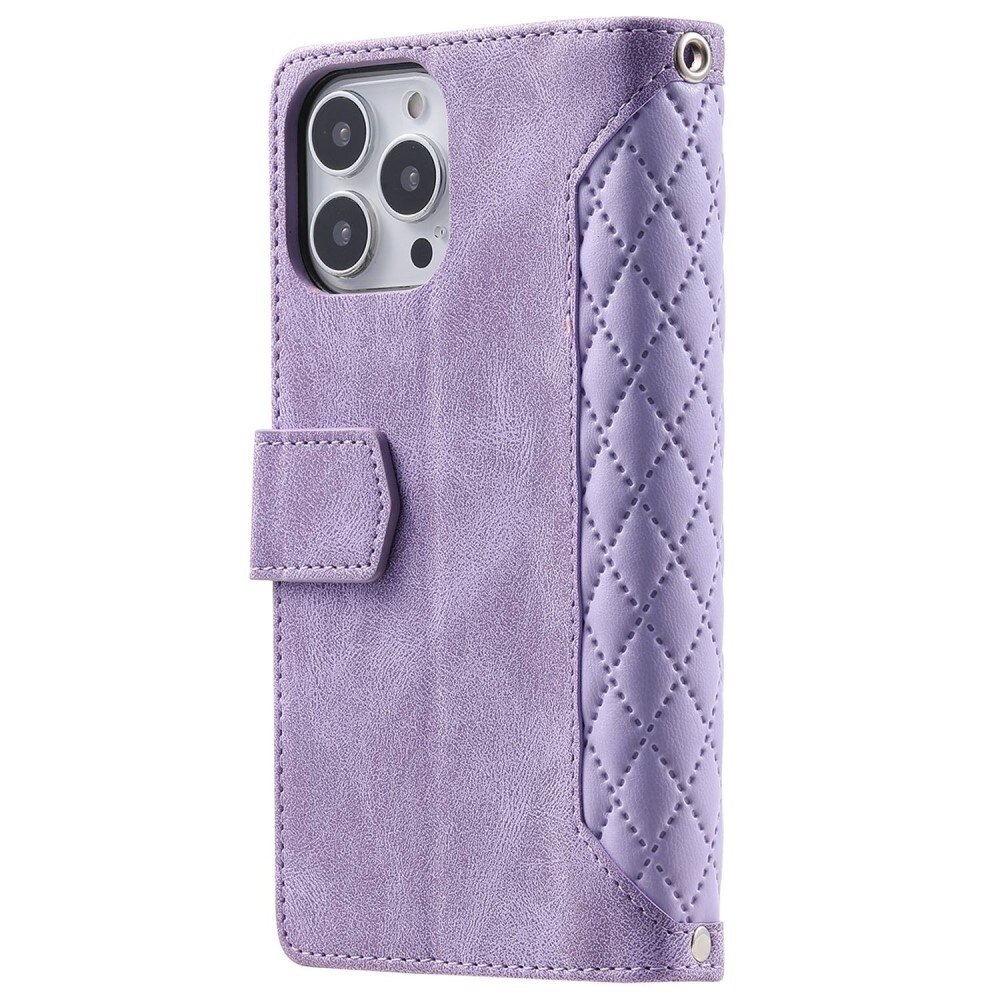 Lompakkolaukku Apple iPhone 14 Pro Quilted Liila