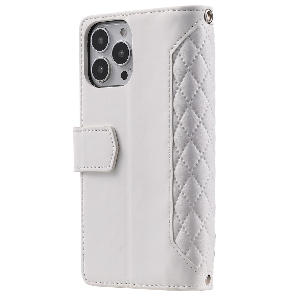 Lompakkolaukku Apple iPhone 14 Pro Quilted Valkoinen