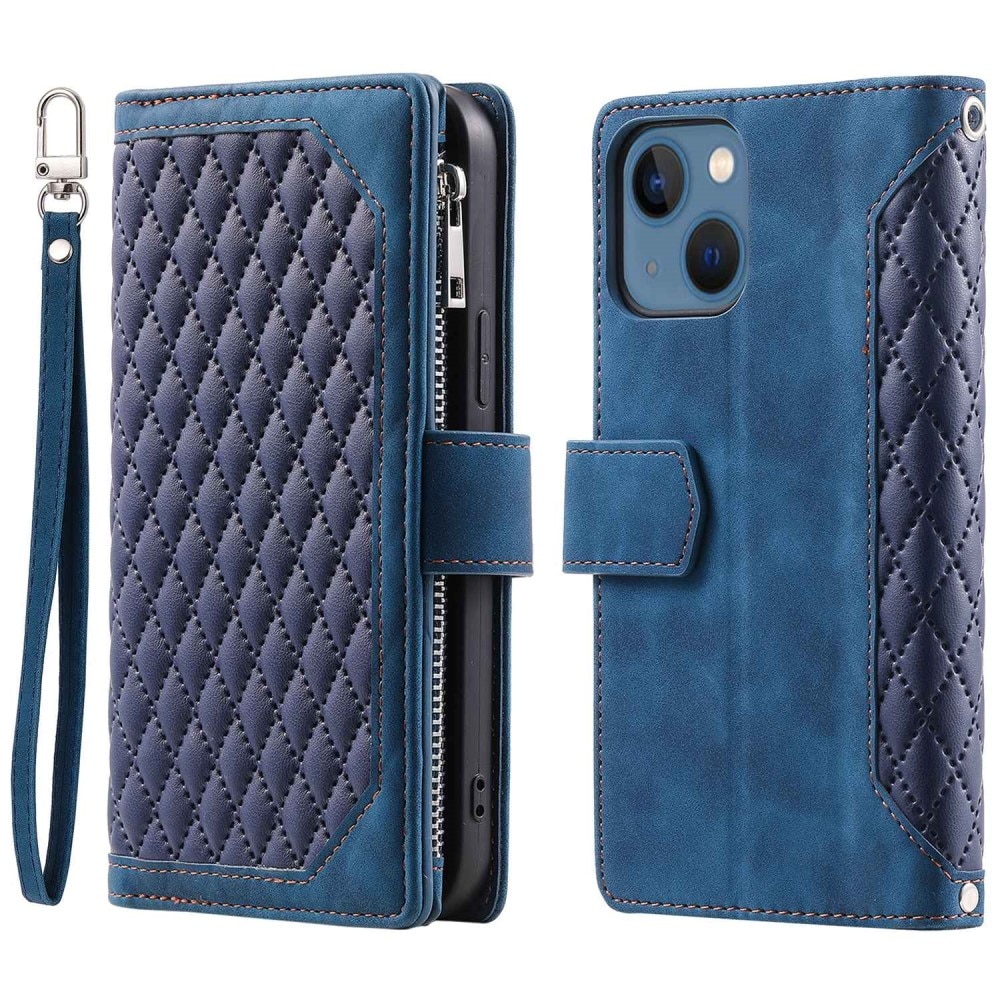 Lompakkolaukku iPhone 13 Quilted Sininen