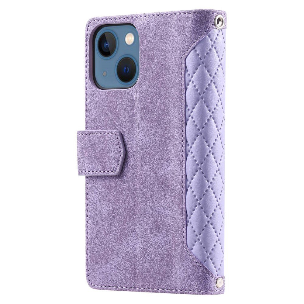 Lompakkolaukku iPhone 13 Quilted Liila