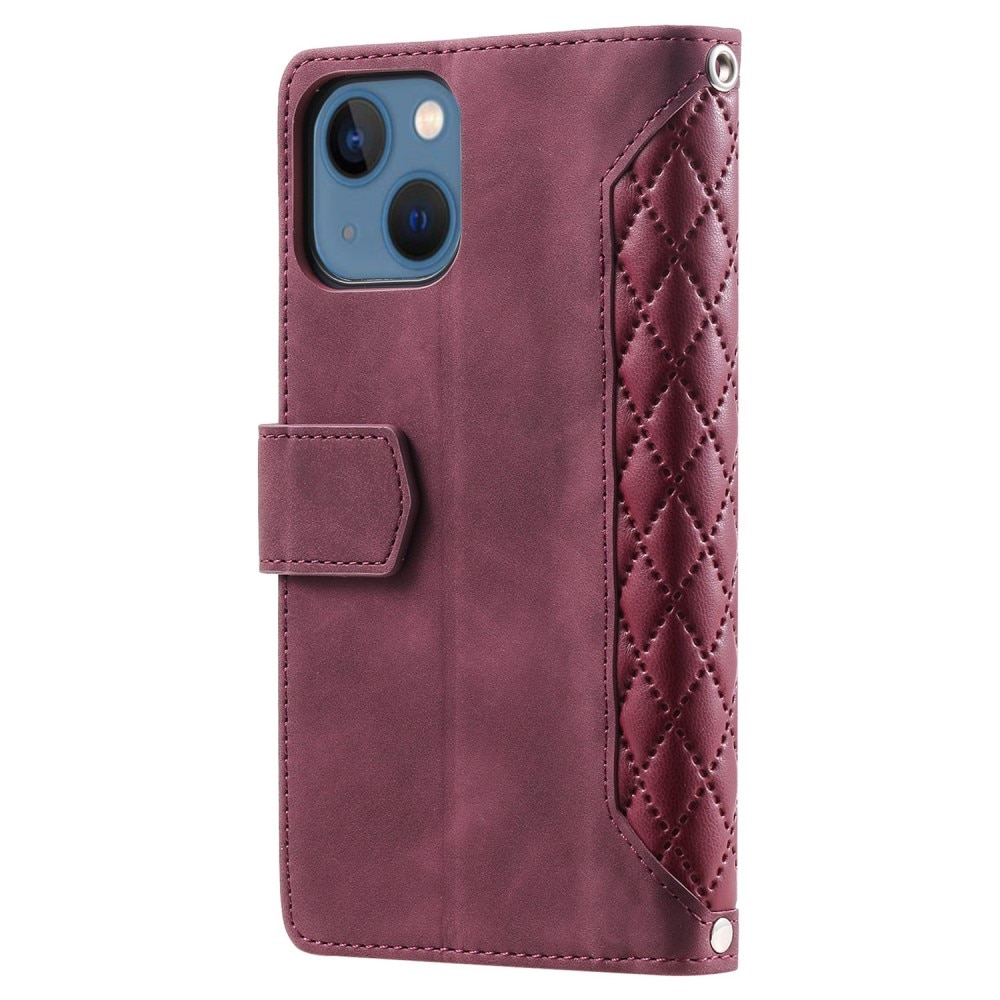 Lompakkolaukku iPhone 13 Quilted Punainen