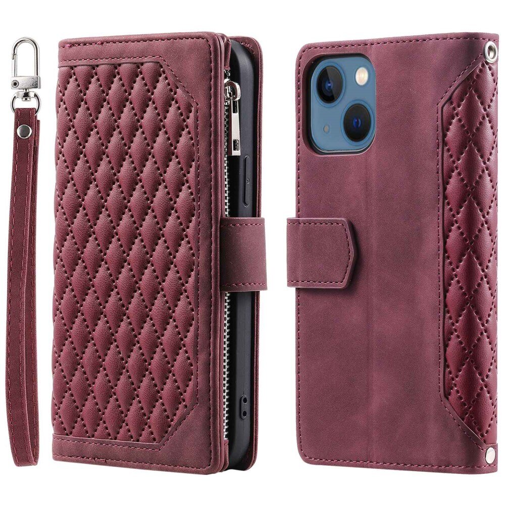 Lompakkolaukku iPhone 13 Quilted Punainen