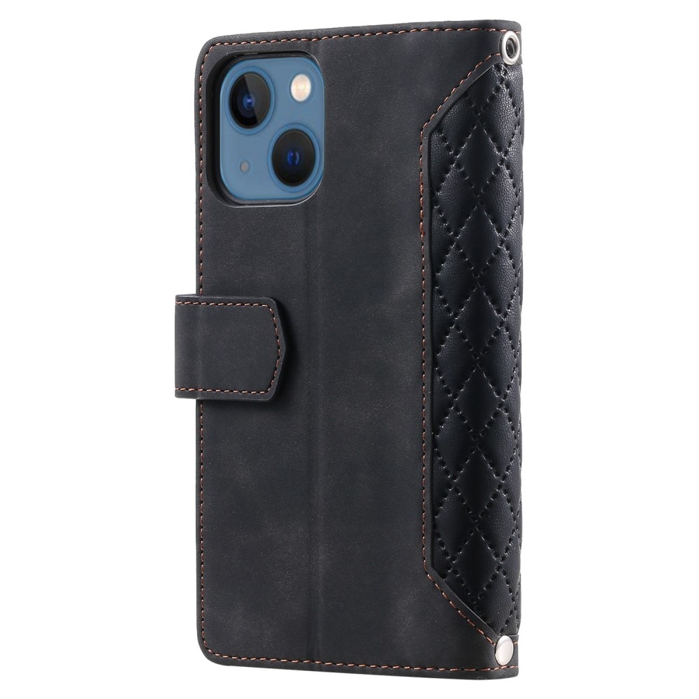 Lompakkolaukku iPhone 13 Quilted Musta