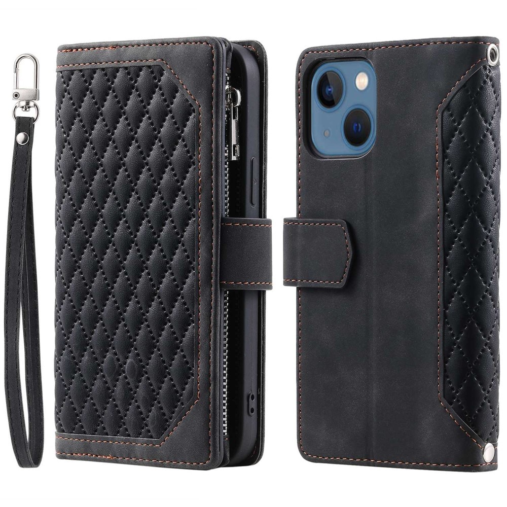 Lompakkolaukku iPhone 13 Quilted Musta