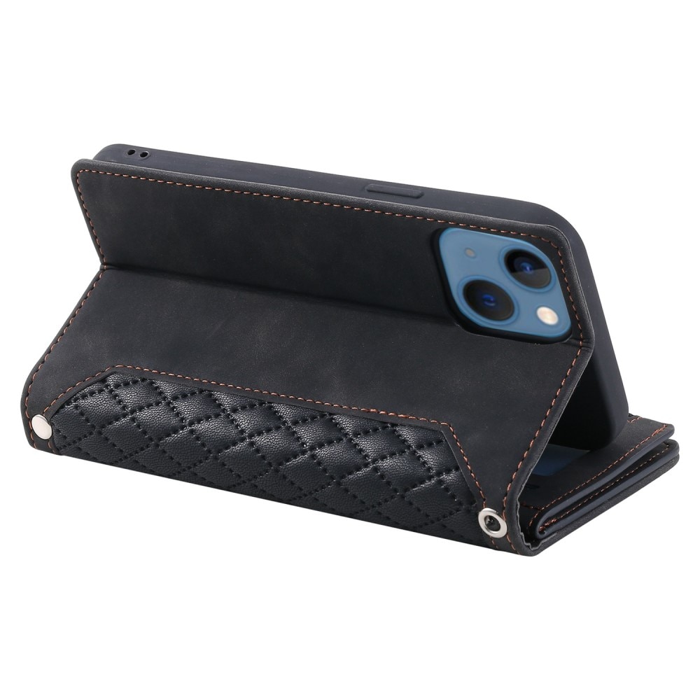 Lompakkolaukku iPhone 13 Quilted Musta