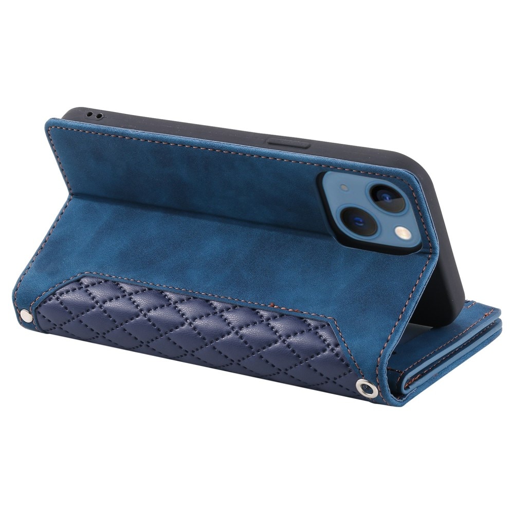 Lompakkolaukku iPhone 14 Quilted Sininen