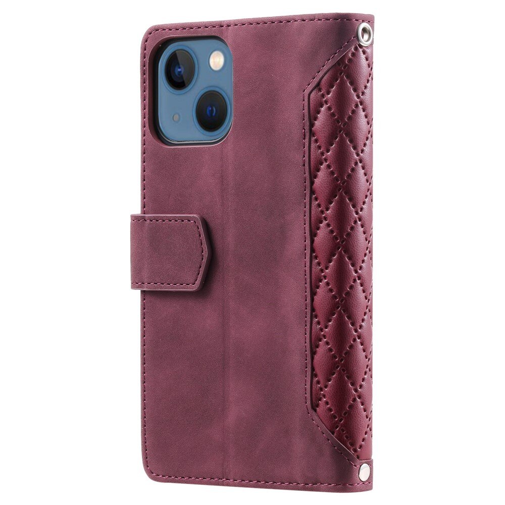 Lompakkolaukku iPhone 14 Quilted Punainen