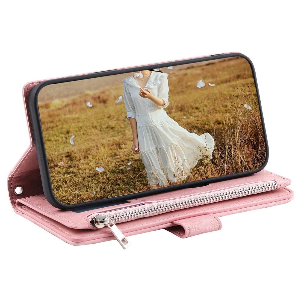 Lompakkolaukku iPhone 14 Plus Quilted Vaaleanpunainen
